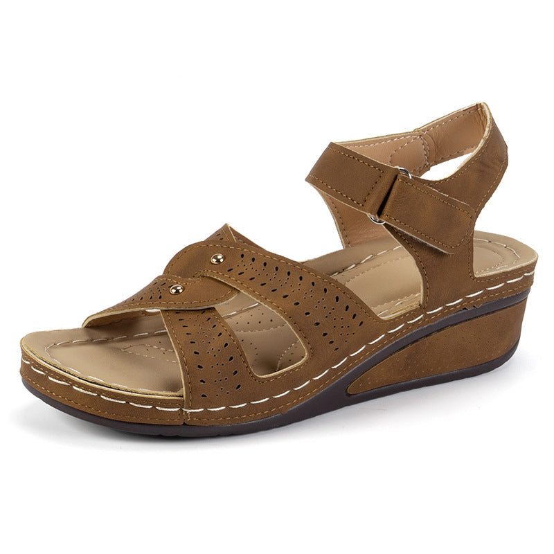 Sandalias de cuña con plataforma y velcro ajustable