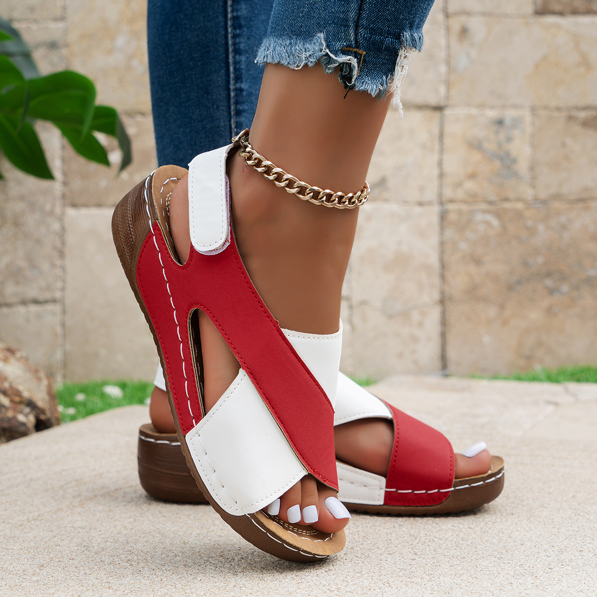 Sandalias romanas para mujer, plataforma gruesa estilo moda