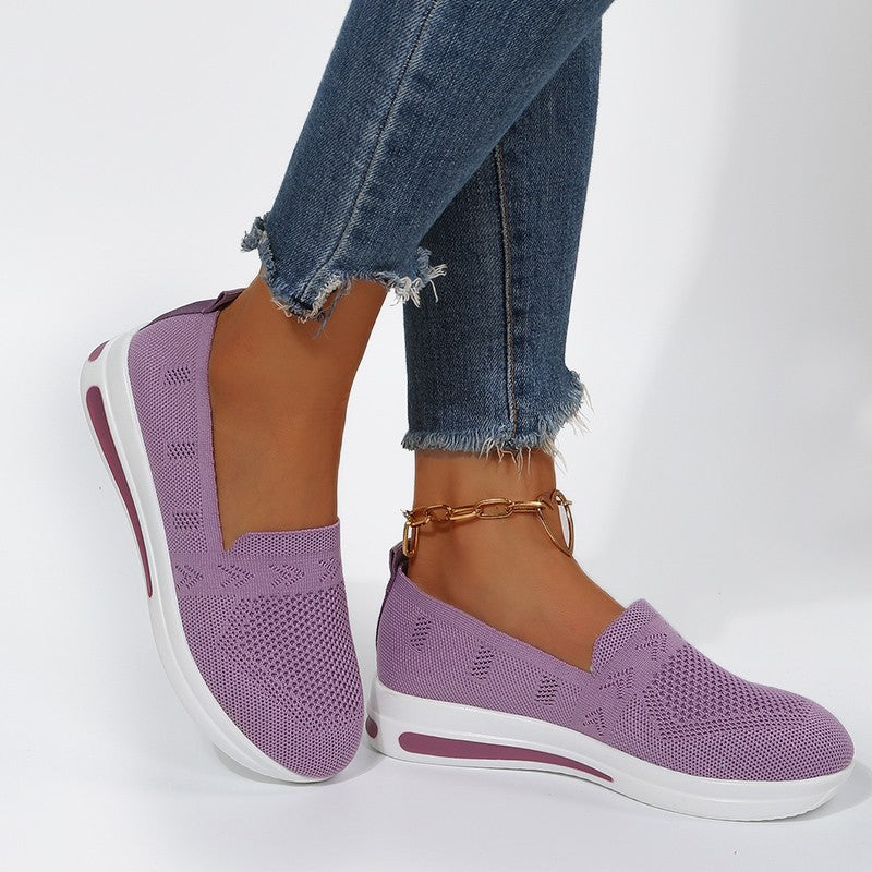 Zapatos casuales de suela gruesa de color sólido