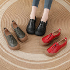 Zapatos de cuero vacuno estilo vintage para mujer