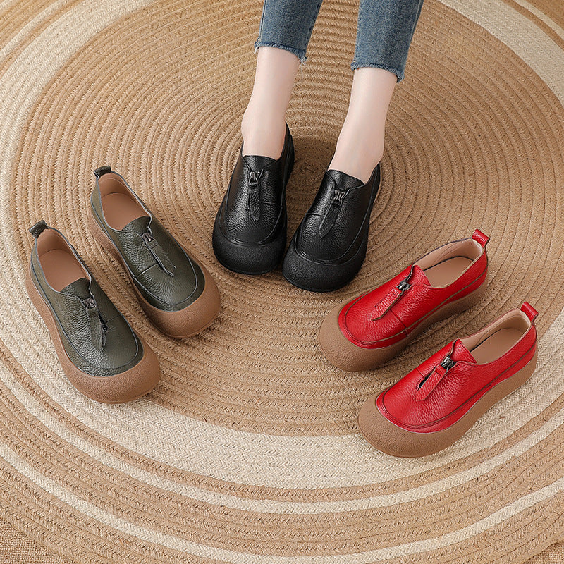 Zapatos de cuero vacuno estilo vintage para mujer