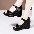 Sandalias de cuña con plataforma de piel suave