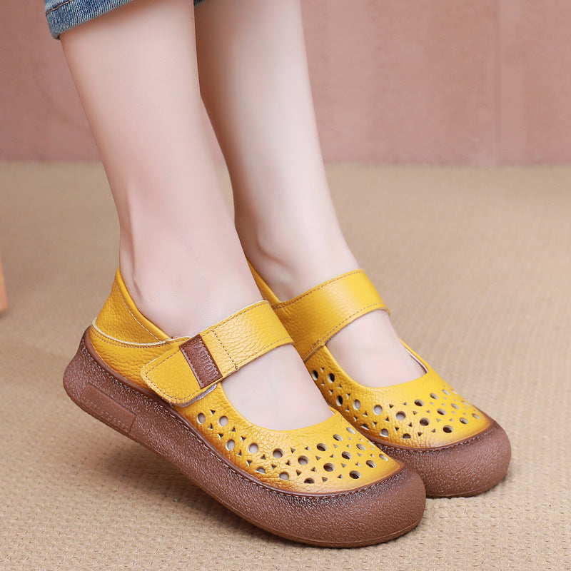 Zapatos de piel de vacuno perforada de grano superior