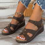 Sandalias de cuña con plataforma y velcro ajustable