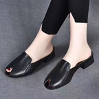 Chanclas tacón grueso punta pez