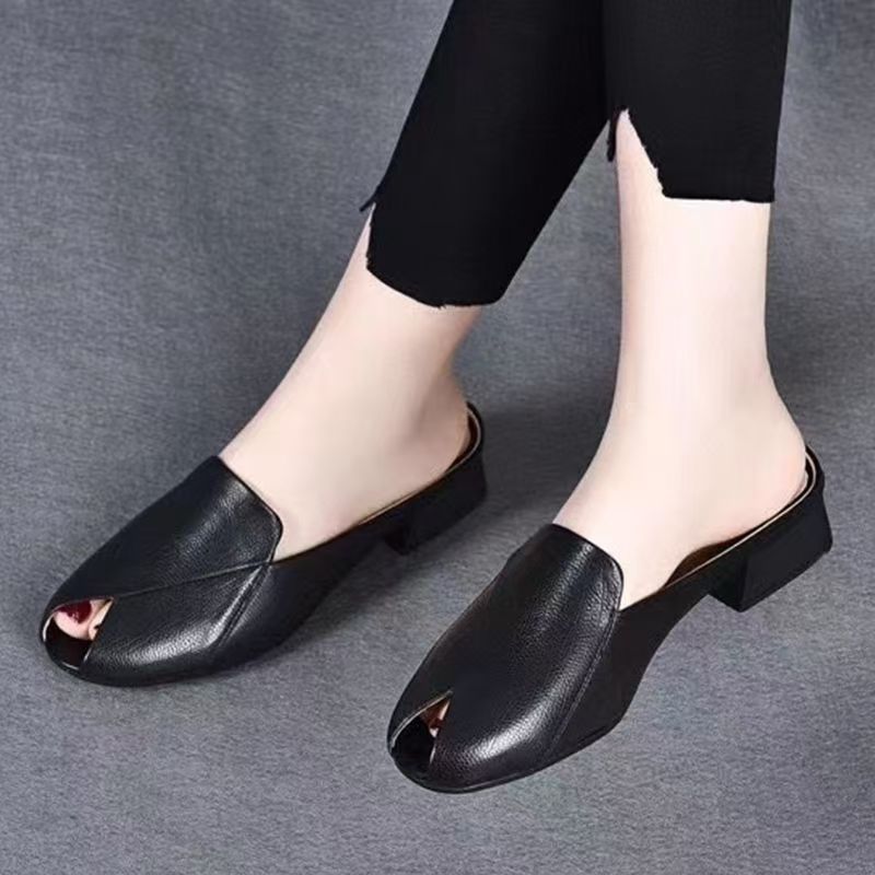 Chanclas tacón grueso punta pez