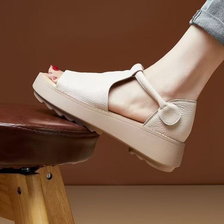Sandalias de cuña con plataforma y parte abierta para mujer