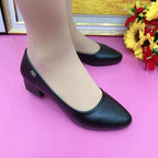 Zapatos de tacón grueso de piel suave