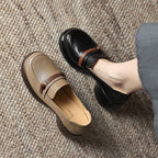 Zapatos de plataforma de tacón grueso con bloques de color en piel auténtica