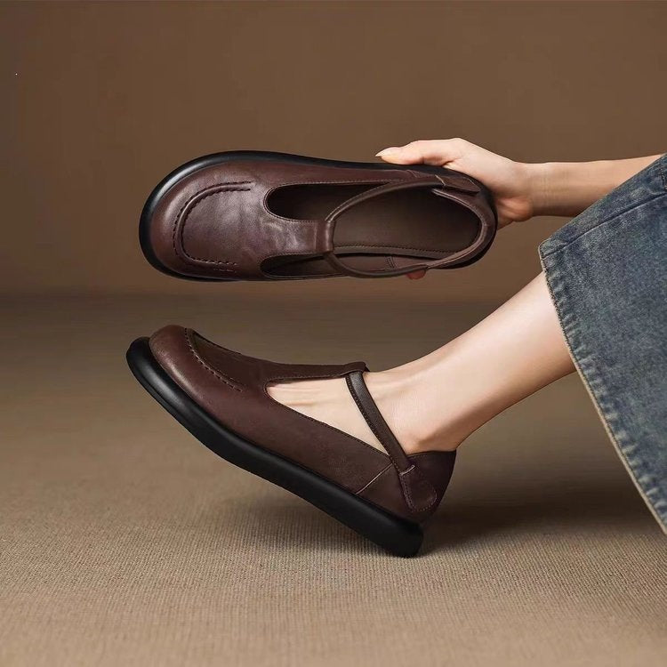 100% Zapatos de plataforma de cuero