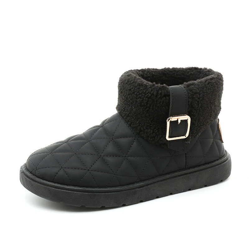 Zapatos de algodón con aumento de altura de color sólido y forro polar