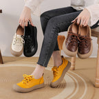 Zapatos casuales de piel genuina con punta redonda y suela suave