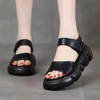 Sandalias de plataforma de piel suave