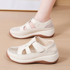 Zapatos de plataforma de cuero con malla