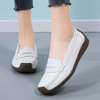 Zapatos de cuero de suela plana para mujeres 2025
