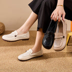 100% cuero genuino zapatos suela blanda