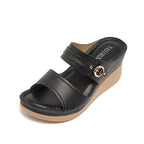 Sandalias de piel genuina con plataforma