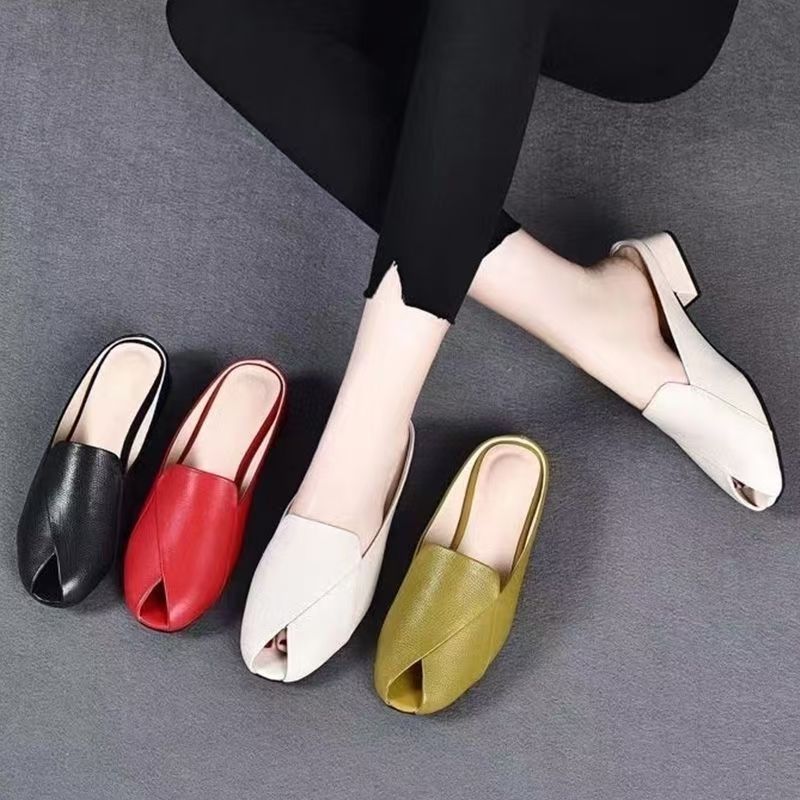Chanclas tacón grueso punta pez