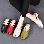 Chanclas tacón grueso punta pez