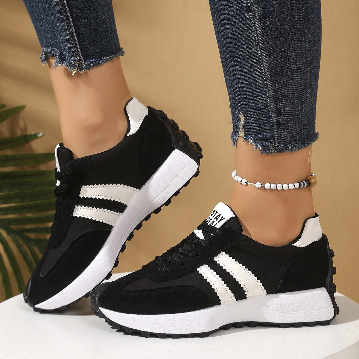Zapatillas deportivas de mujer con suela gruesa antideslizante