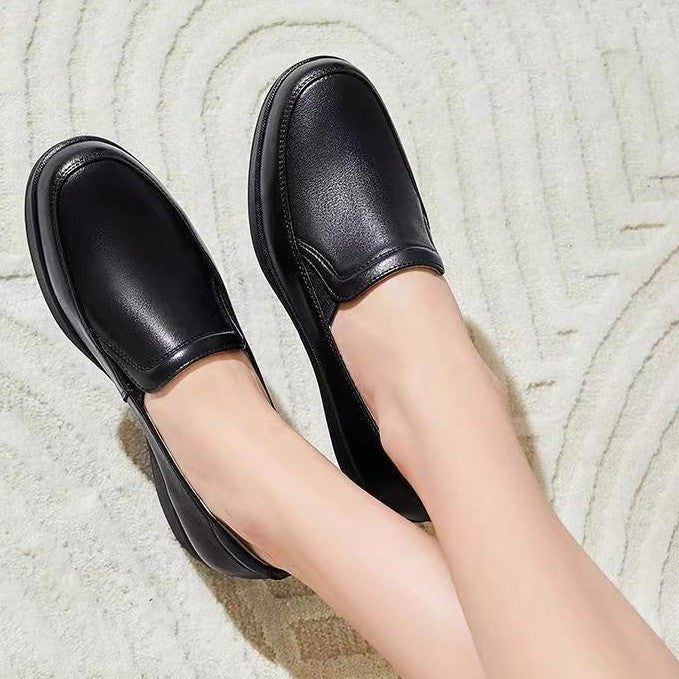 Zapatos de piel con cuña y suela blanda antideslizante