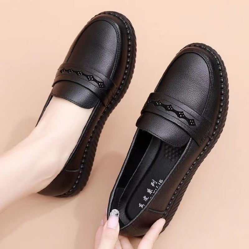 Zapatos de mujer de suela blanda de piel auténtica
