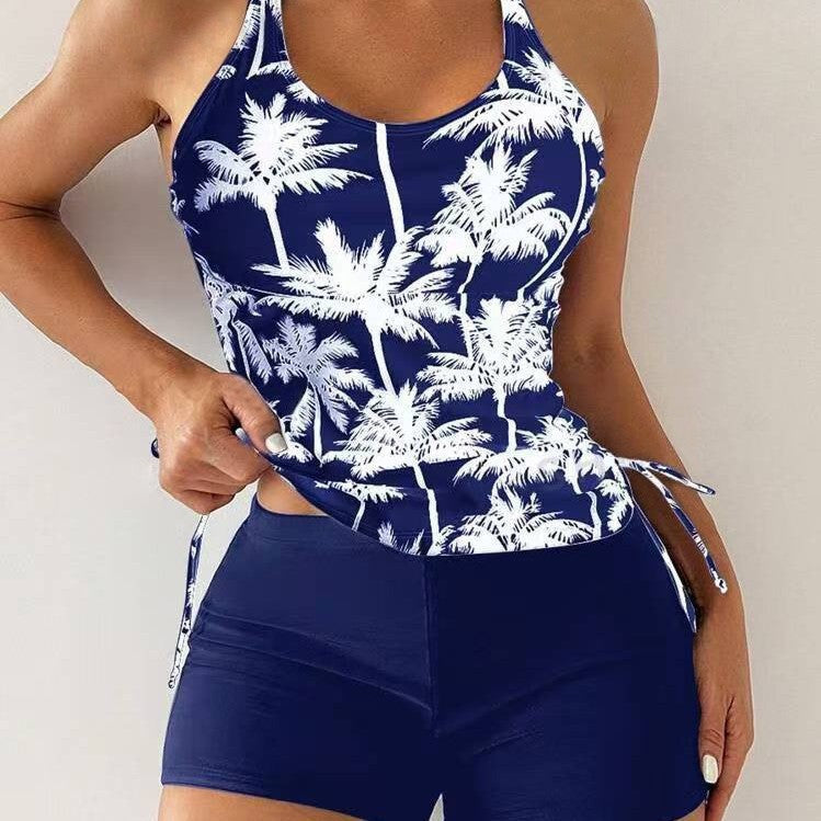 Traje de baño estampado de frente plano