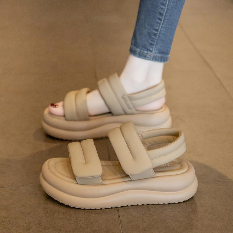 Sandalias para mujer plataforma gruesa estilo pan cómodas