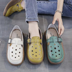 Sandalias retro de piel con puntera cerrada