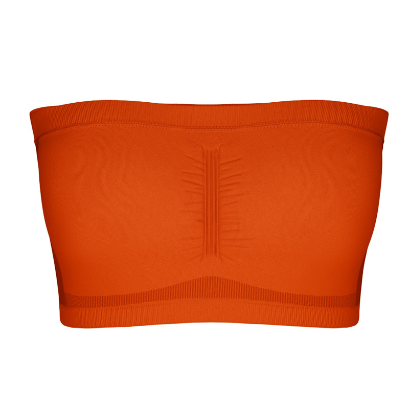 Sujetador sin tirantes de doble capa y alargado para mujer con almohadillas de sujetador desmontables para el verano