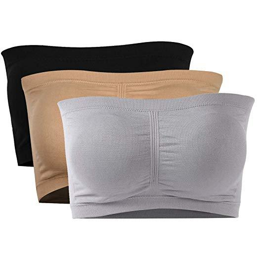 Sujetador sin tirantes de doble capa y alargado para mujer con almohadillas de sujetador desmontables para el verano