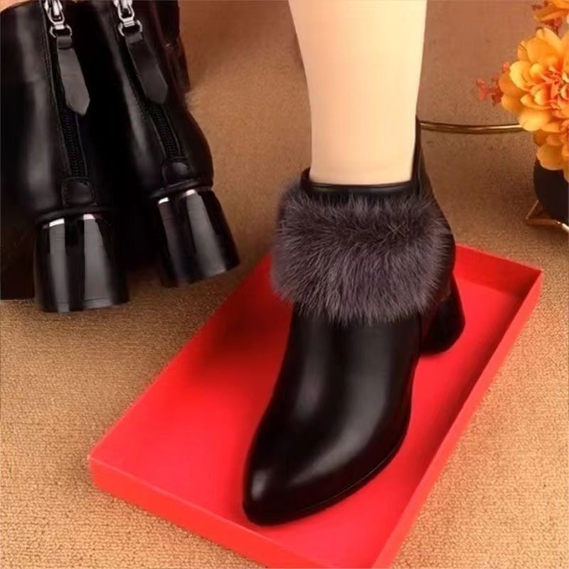 botas cálidas de piel de conejo