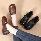 Zapatos de cuero con hebilla y punta redonda