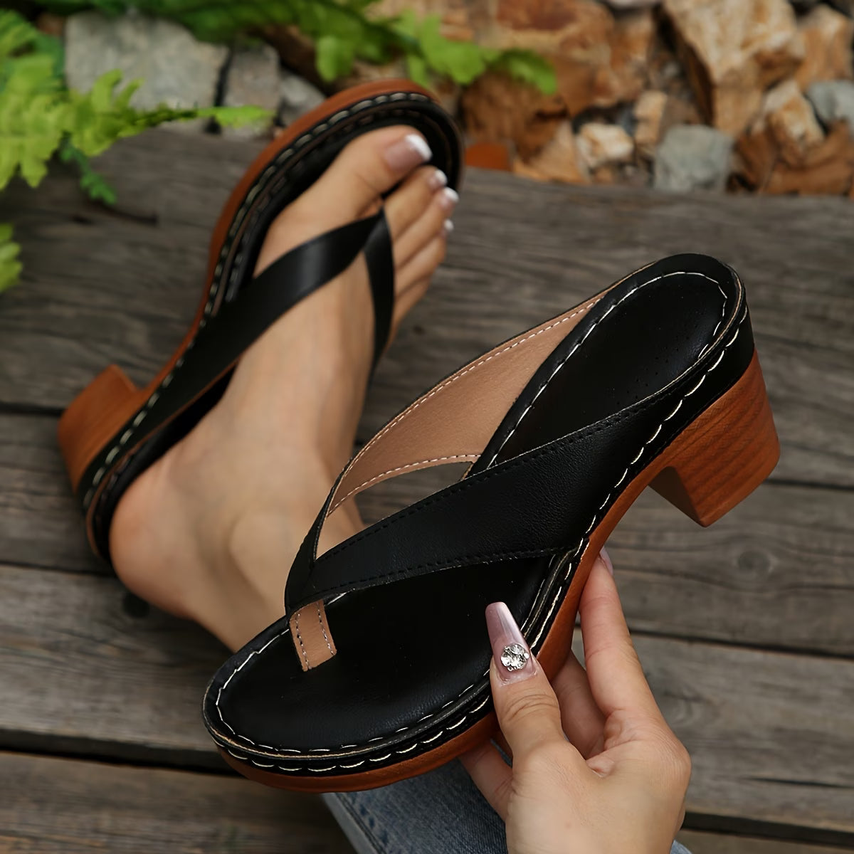 Sandalias de dedo de tacón para mujer