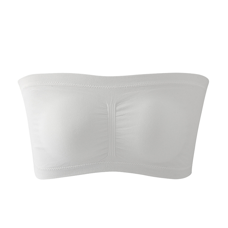 Sujetador sin tirantes de doble capa y alargado para mujer con almohadillas de sujetador desmontables para el verano