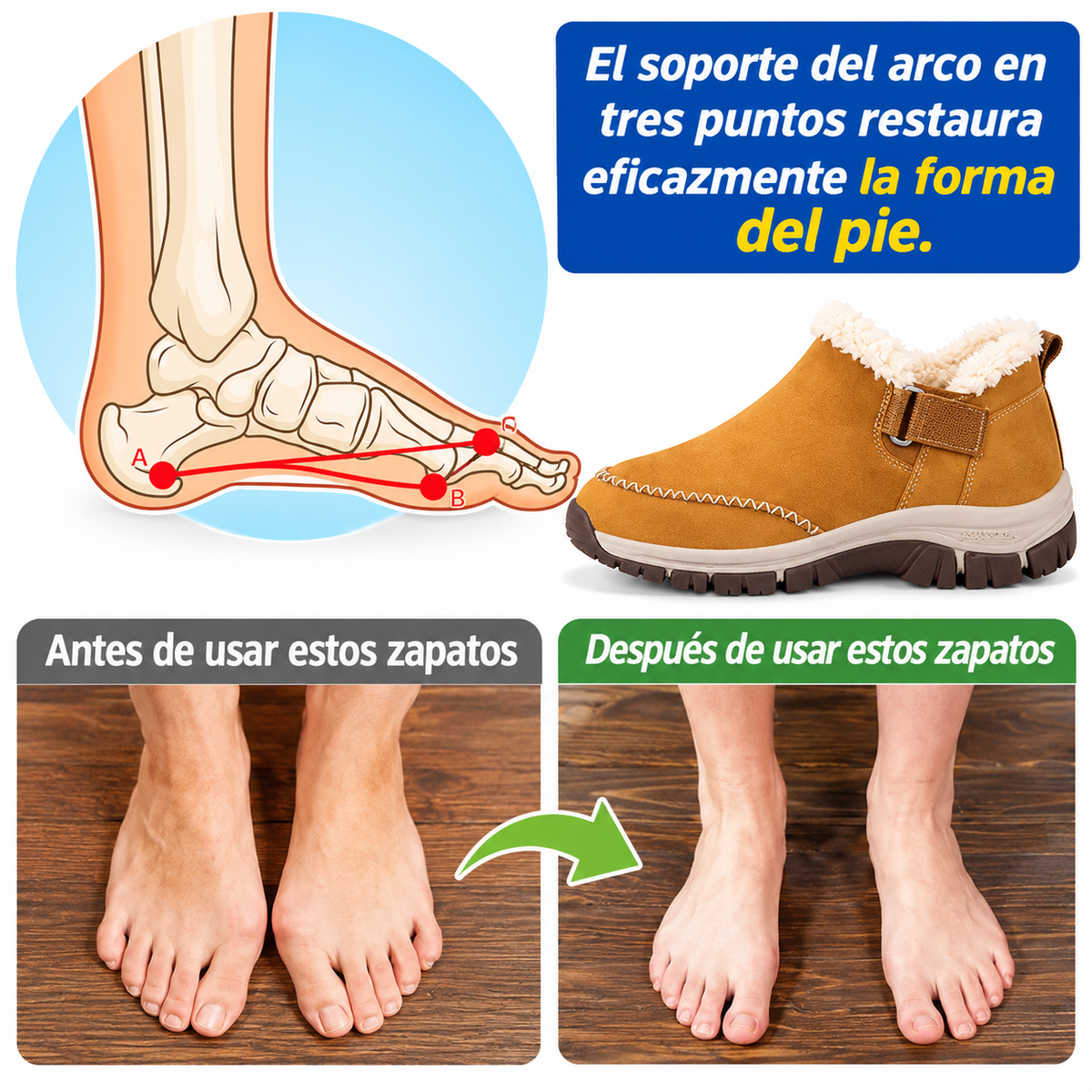 Zapatos ortopédicos térmicos con forro de felpa
