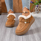 Zapatos de estilo romano con forro de felpa para mujer, para el invierno