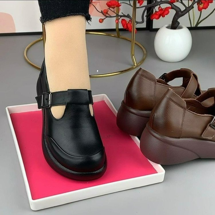 2025 Zapatos de plataforma con punta redonda