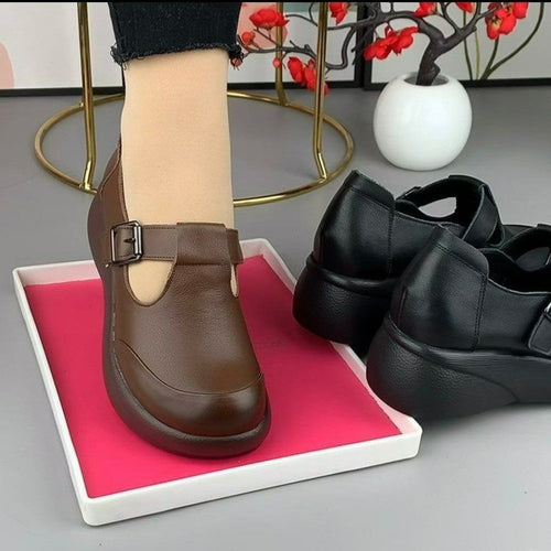 2025 Zapatos de plataforma con punta redonda