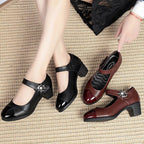 Zapatos de cuero redondos