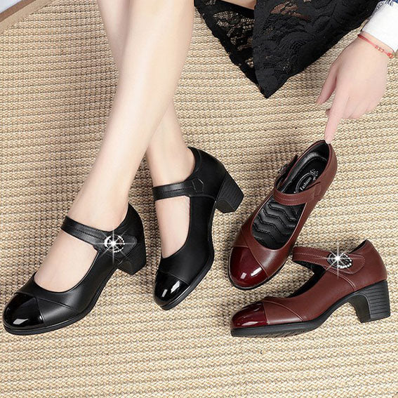 Zapatos de cuero redondos