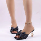 Tacones altos con lazo para mujer